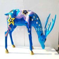 玻璃钢彩绘梅花鹿商场动物雕塑
