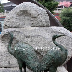 青铜仙鹤雕塑 动物铜雕 公园景观铜雕