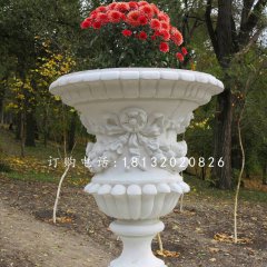 欧式花盆雕塑 汉白玉园林景观石雕