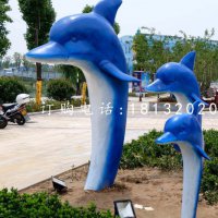 玻璃钢跳跃的海豚 街边景观雕塑