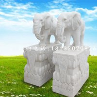 大理石大象，石雕动物 
