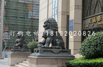 北京狮铜雕 银行门口狮子铜雕
