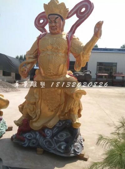 玻璃钢仿铜四大天王寺庙神像雕塑 (1)