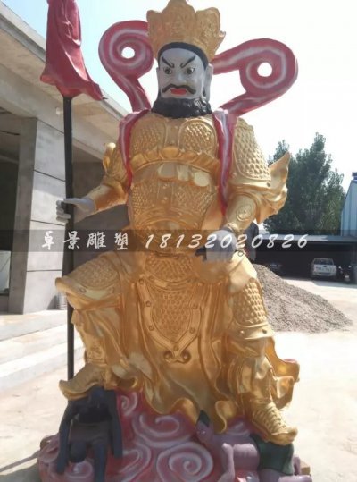 玻璃钢仿铜四大天王寺庙神像雕塑 (4)