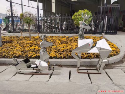 城市不锈钢鹿雕塑