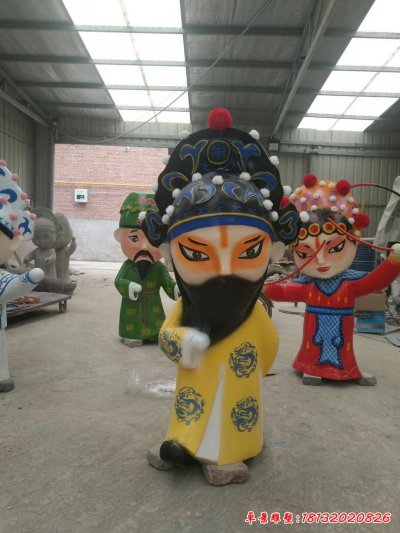 玻璃钢卡通戏曲人物老生雕塑