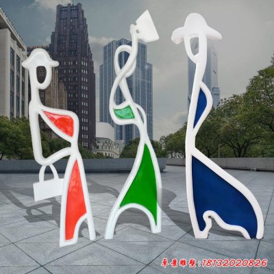 不锈钢抽象购物人物雕塑