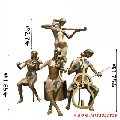 拉提琴人物铜雕