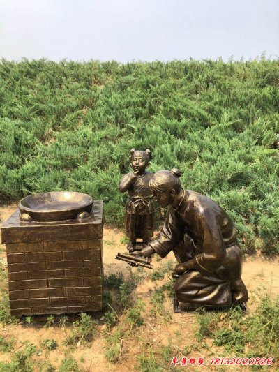 古代做饭人物铜雕
