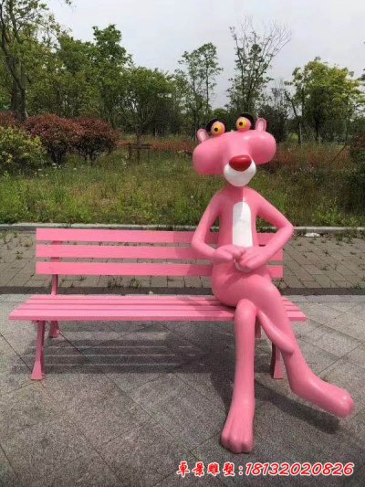 玻璃钢粉红豹座椅雕塑