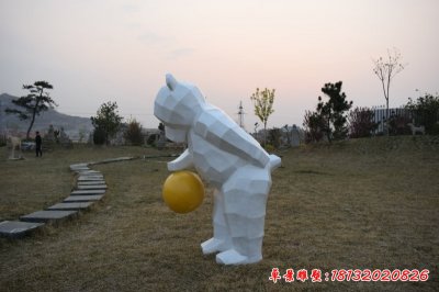 玻璃钢卡通排球熊雕塑
