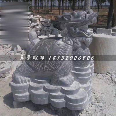 招财龙龟雕塑，石雕龙龟