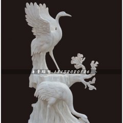 丹顶鹤石雕,汉白玉仙鹤