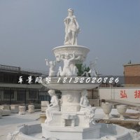 汉白玉喷泉雕塑，人物喷泉石雕