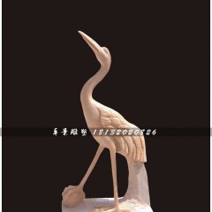 仙鹤石雕,晚霞红仙鹤雕塑,公园动物雕塑