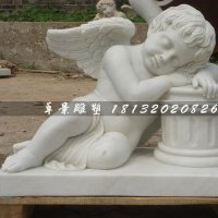西方天使石雕，汉白玉天使雕塑