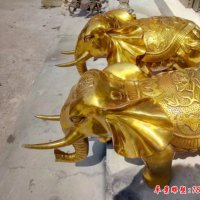 铸铜企业贴金招财小象雕塑
