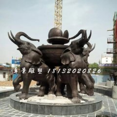 大象铜雕,公园大象喷泉雕塑
