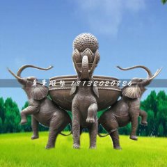 大象喷泉铜雕,公园动物喷泉铜雕