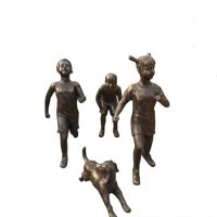 小孩玩耍铜雕，公园小品铜雕
