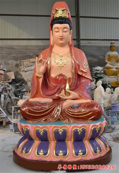 观音菩萨雕塑玻璃钢坐式佛像