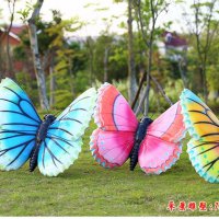 彩绘蝴蝶雕塑，玻璃钢蝴蝶雕塑