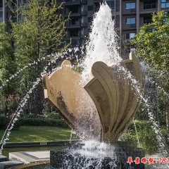 公園不銹鋼抽象貝殼噴泉雕塑