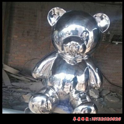 不锈钢镜面卡通小熊雕塑