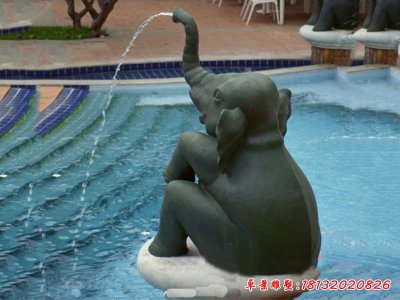 小区喷水小象铜雕
