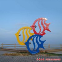 大型不锈钢彩色抽象鱼雕塑