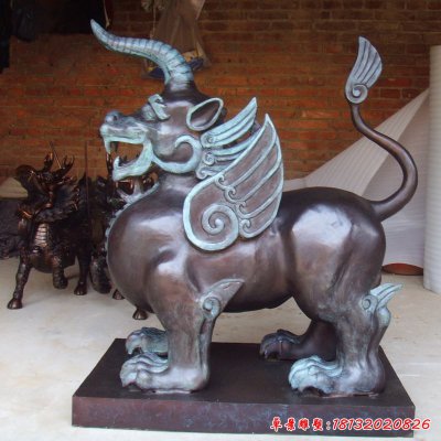 铜雕獬豸独角兽雕塑