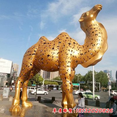 大型不锈钢抽象骆驼雕塑