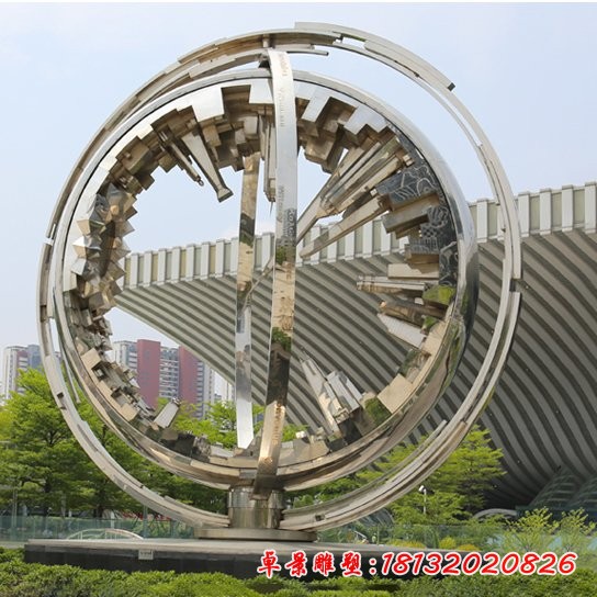 广场不锈钢城市缩影雕塑