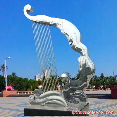 不锈钢抽象竖琴雕塑 广场不锈钢雕塑 (2)
