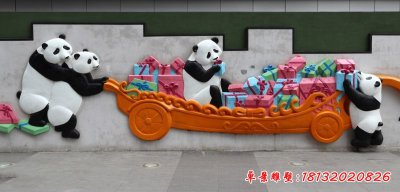 玻璃钢壁画卡通熊猫浮雕