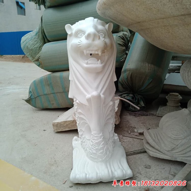 漢白玉魚尾獅石雕