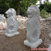 公园汉白玉鱼尾狮雕塑