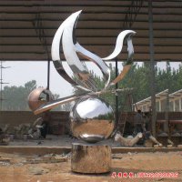 抽象不锈钢和平鸽圆球雕塑