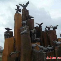 公园动物鸽子石雕