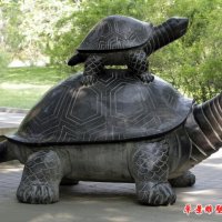 公园动物石雕母子乌龟
