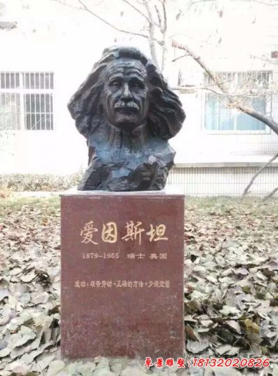 校园西方人物爱因斯坦头像铜雕