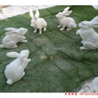 汉白玉十二生肖兔子石雕