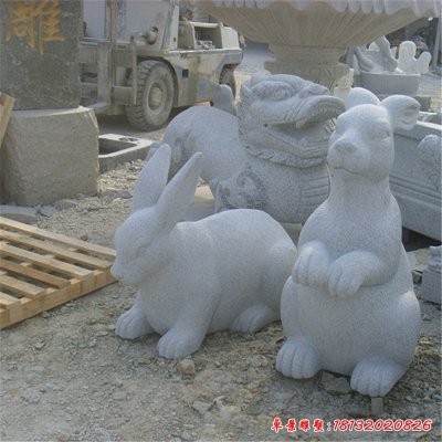 汉白玉兔子石雕