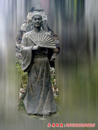 杜甫人物铜雕，公园古代诗人铜雕