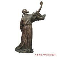 古代名人李白举杯邀明月铜雕