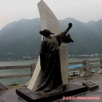 景区古代诗人李白铜雕