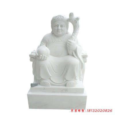 土地婆石雕，汉白玉神像
