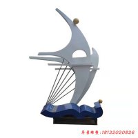 企业不锈钢抽象帆船雕塑