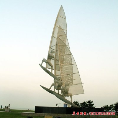 帆船比赛雕塑，不锈钢运动雕塑