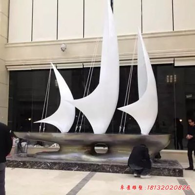 不锈钢帆船雕塑，广场帆船不锈钢雕塑